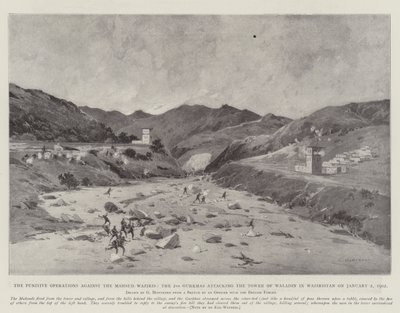 Les opérations punitives contre les Mahsud Waziris, les 2e Gurkhas attaquant la tour de Waladin au Waziristan le 2 janvier 1902 - Charles Auguste Loye